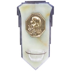 Antique Art Deco Onyx & Glass Holy Water Font Stoop, circa 1920 11