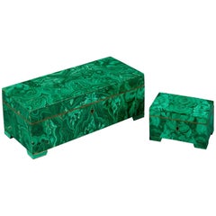 Two Russian Late 19th Century Malachite Veneered Boxes