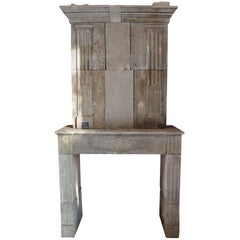 Antique 18th Century Louis XVI Fireplace with Trumeau Hand-Carved in Limestone, France