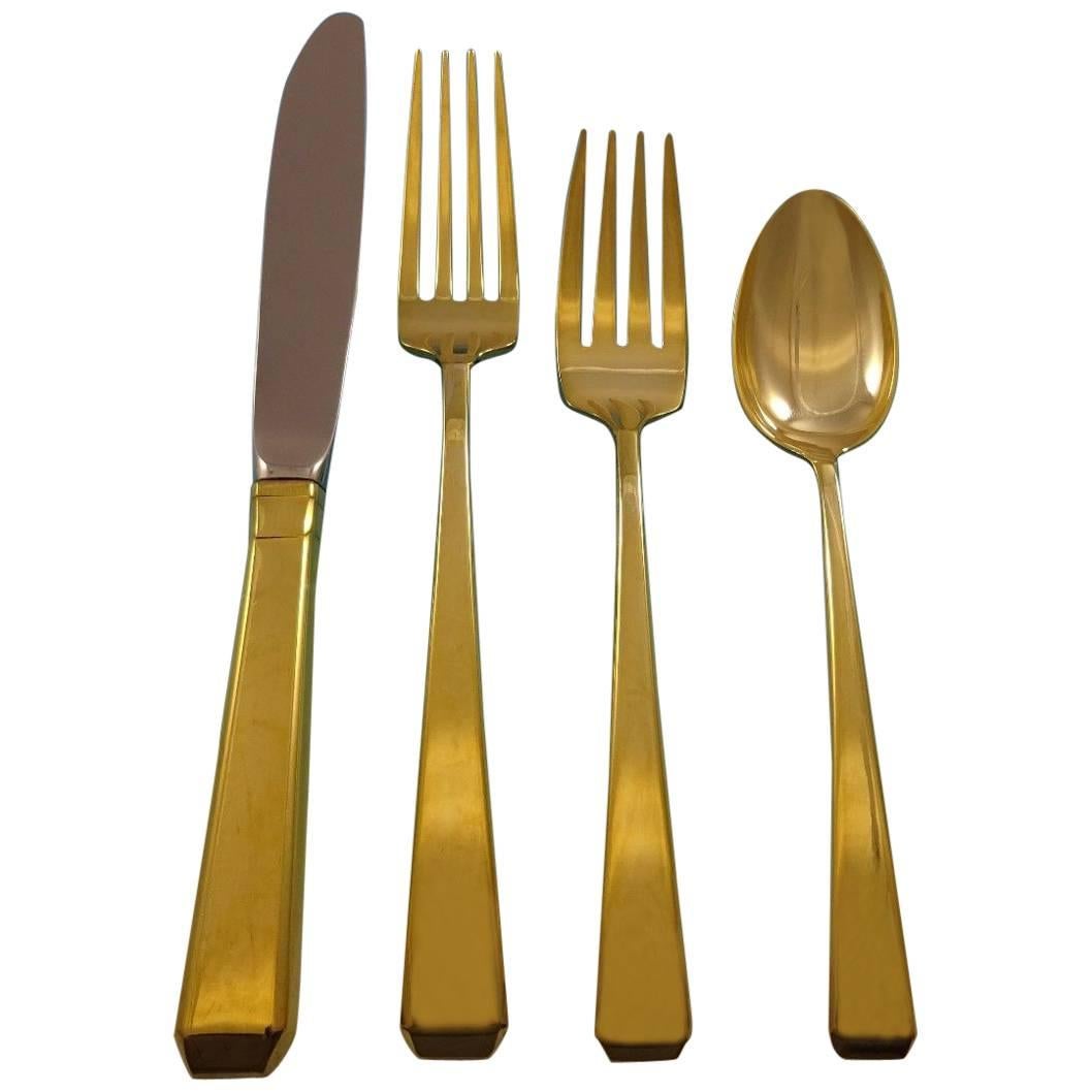 Craftsman Gold by Towle Sterling Silver Flatware Service Set 6 Vermeil 24 Pieces For Sale
