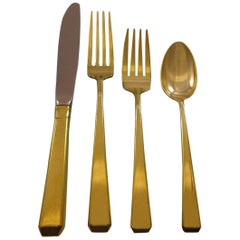 Craftsman Gold by Towle Sterling Silver Flatware Service Set 6 Vermeil 24 Pieces