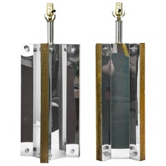 Mid-Century Chrome and Oak Table Lamps 10