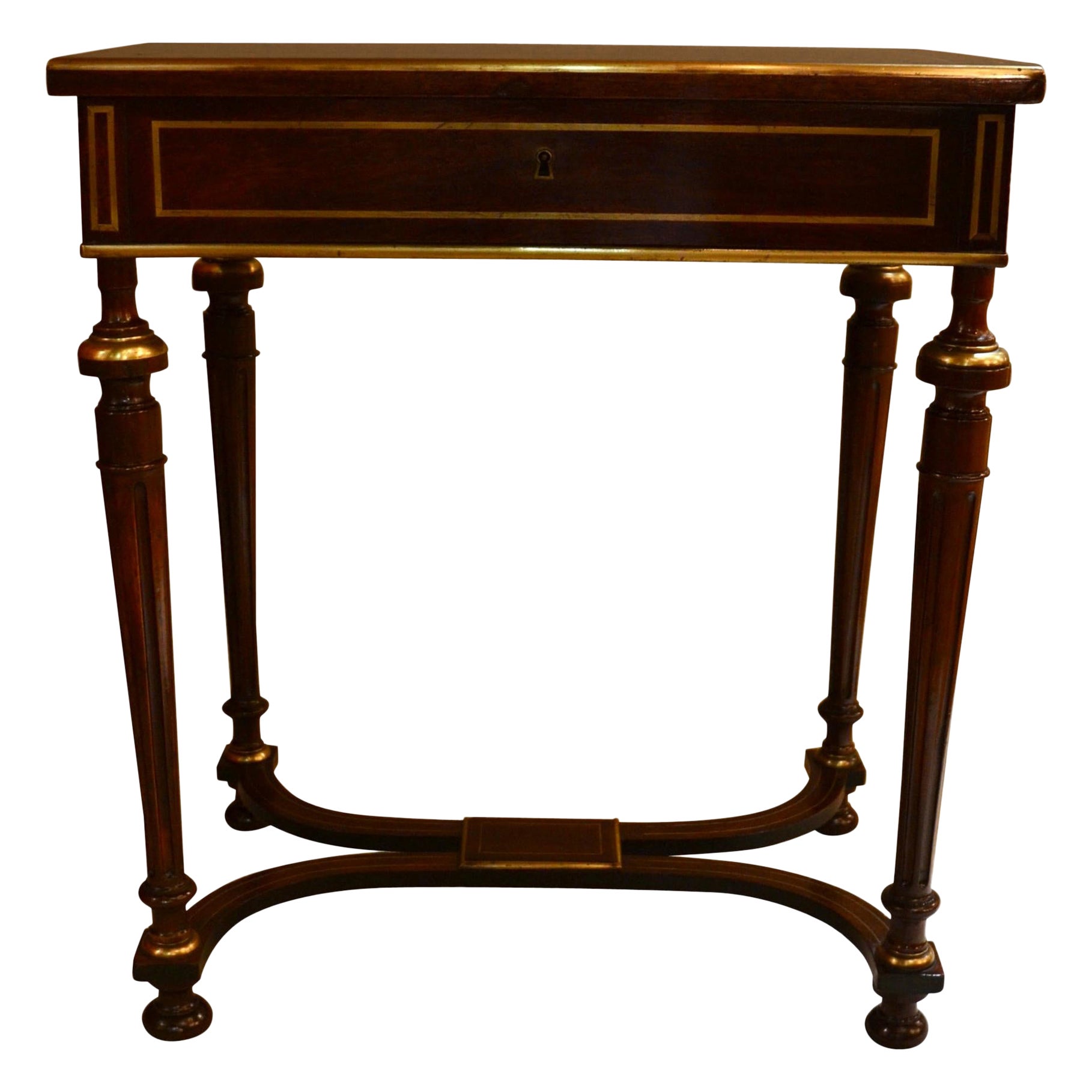 Antique French Poudreuse Vanity Table with Gold Bronze Detail, circa 1860-1870 For Sale