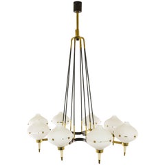 Chandelier by Stilnovo in metal, brass and glass, 1950s 4