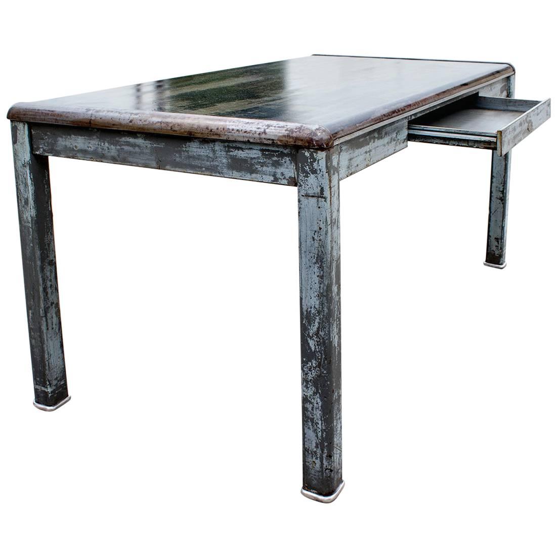 1940s Industrial Tanker Table by Art Metal, Refinished