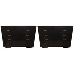 Custom Pair of Chests / Commodes in Ebony Finish by Berkey and Gay