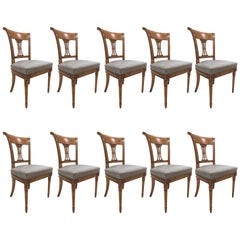 Set of Ten Directoire Style Antique French Dining Chairs