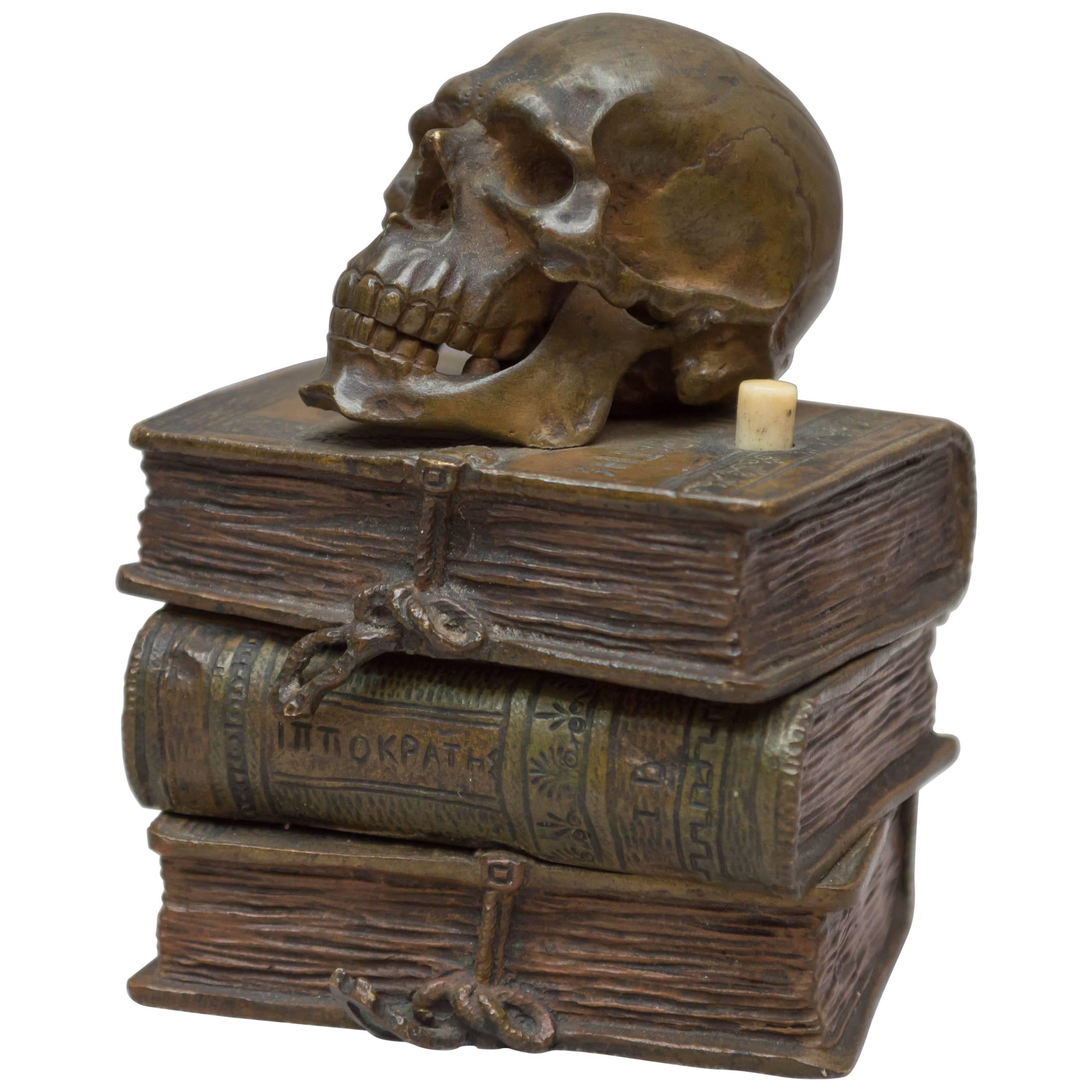 Vienna Bronze Skull on Books, Bell Push