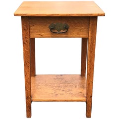 19th Century English Oak Side Table with Brass Hardware