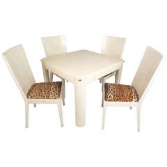 Enrique Garcel Tessellated Bone Card Table with Chairs
