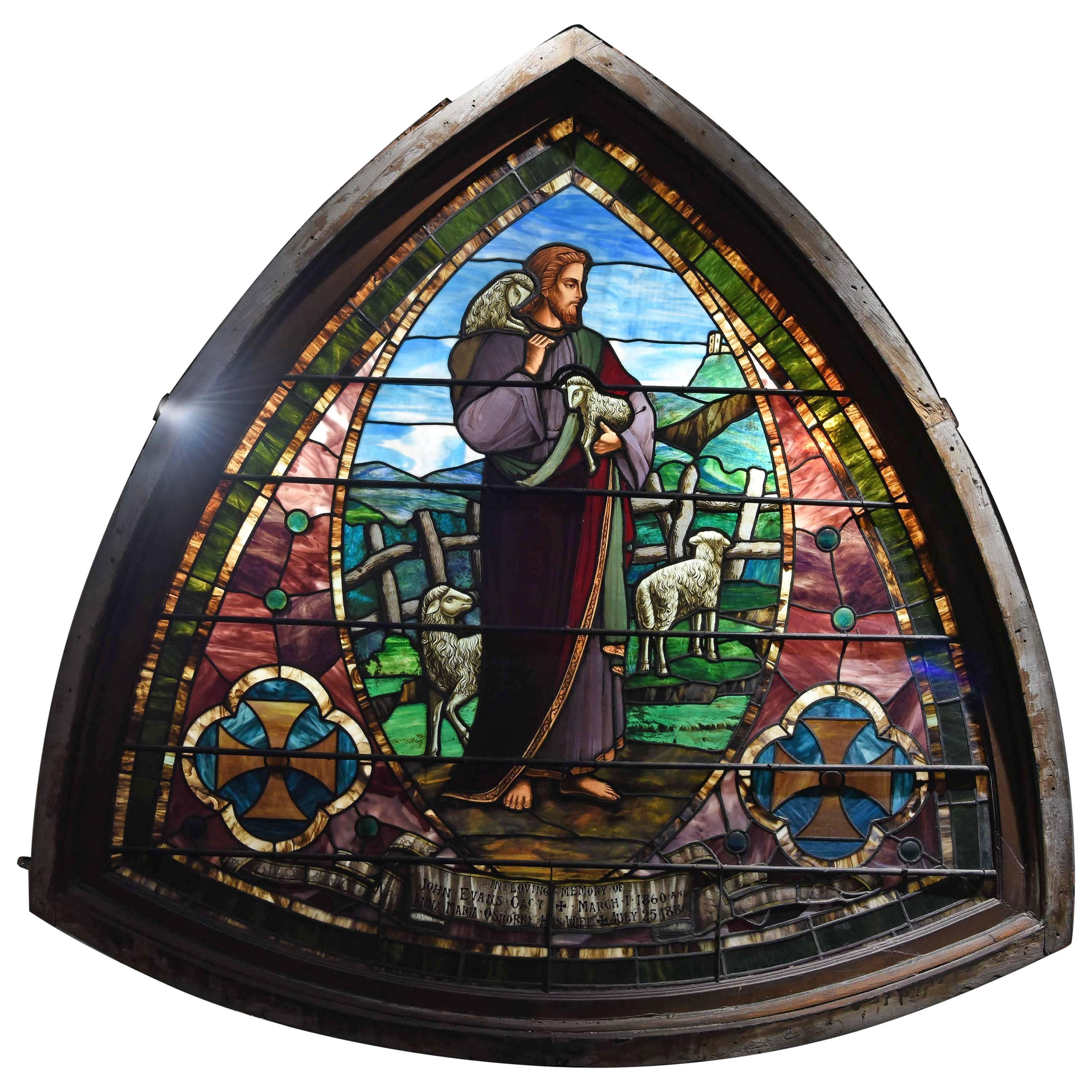 Monumental Stained Glass Pictoral Window, circa 1880