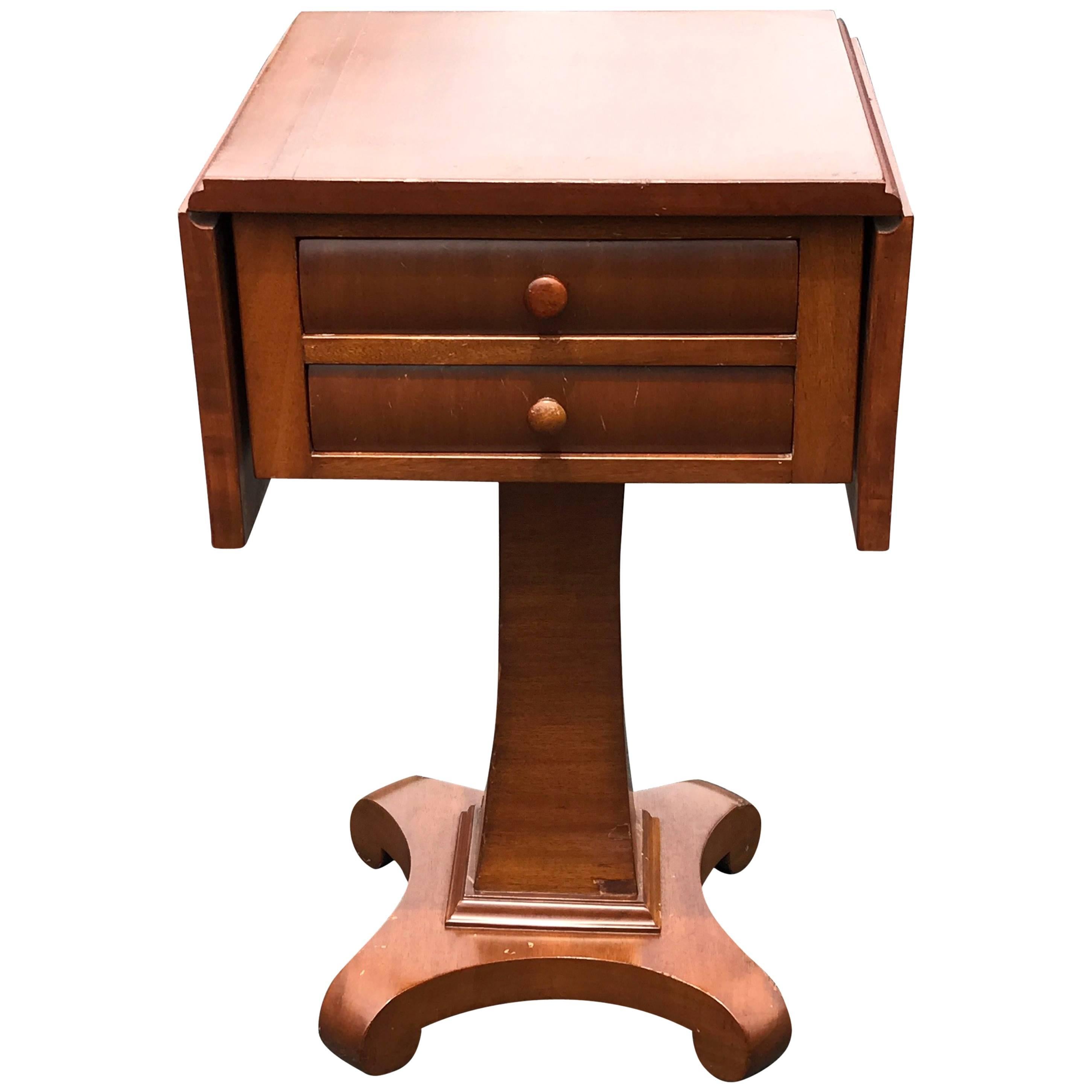 1930s English Flip-Top Side Table with Drawers