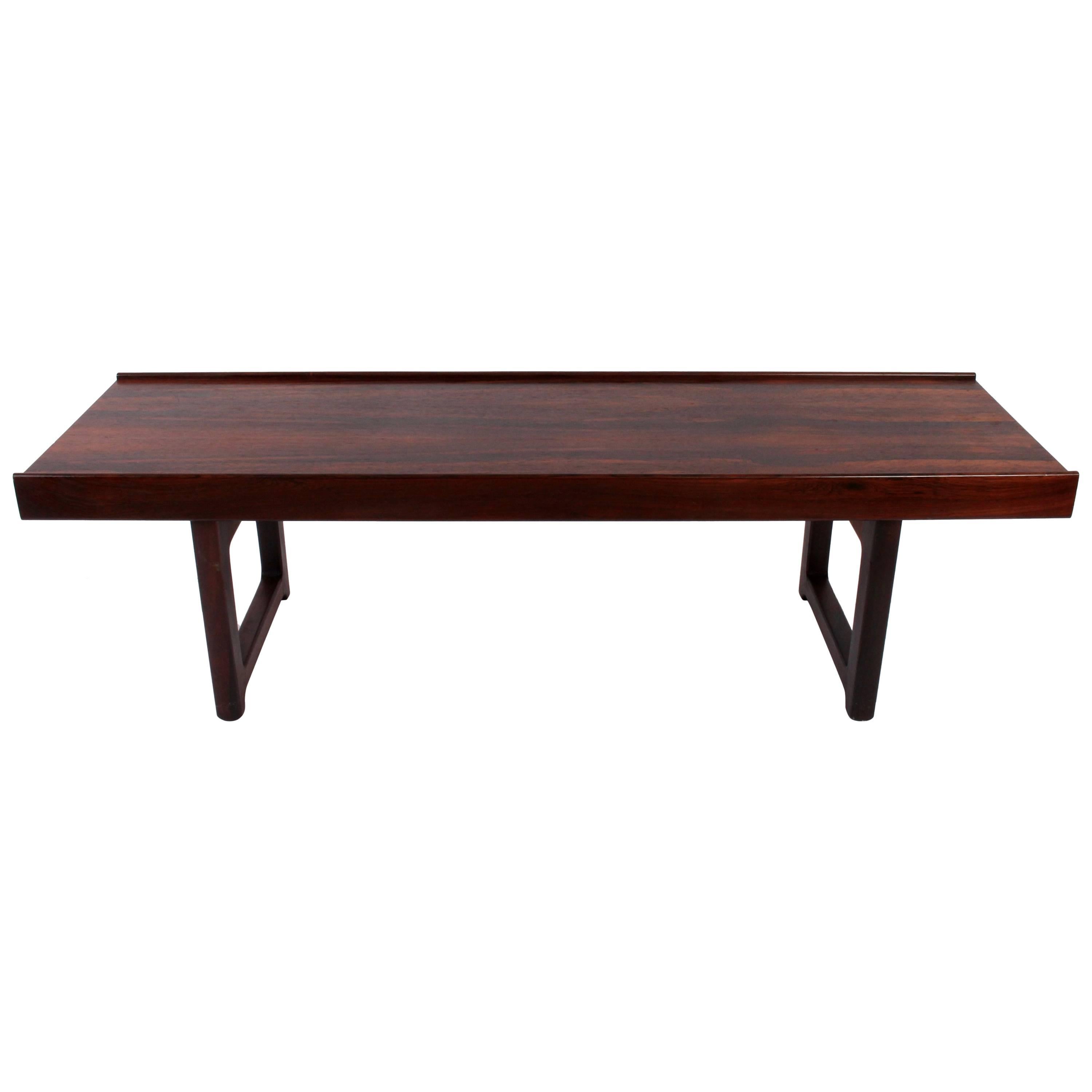 Torbjorn Afdal for Bruksbo Norway Four Foot Rosewood "Krobo" Coffee Table, Bench