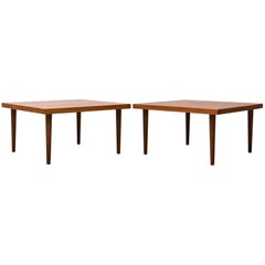 Handsome Pair of Square Teak Side or Coffee Tables