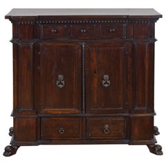 Italian Baroque Walnut Shallow Credenza, Medium Sized, 17th Century 8