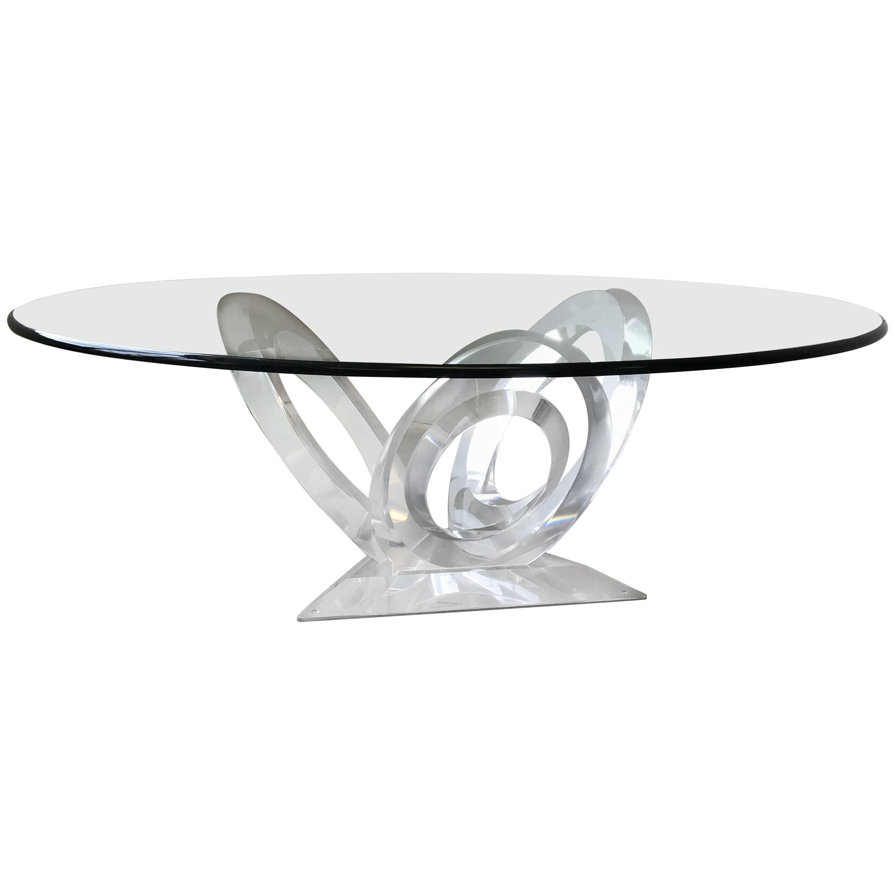 1990s "Eclipse of Time" Lucite and Glass Coffee Table by Mikhail Loznikov