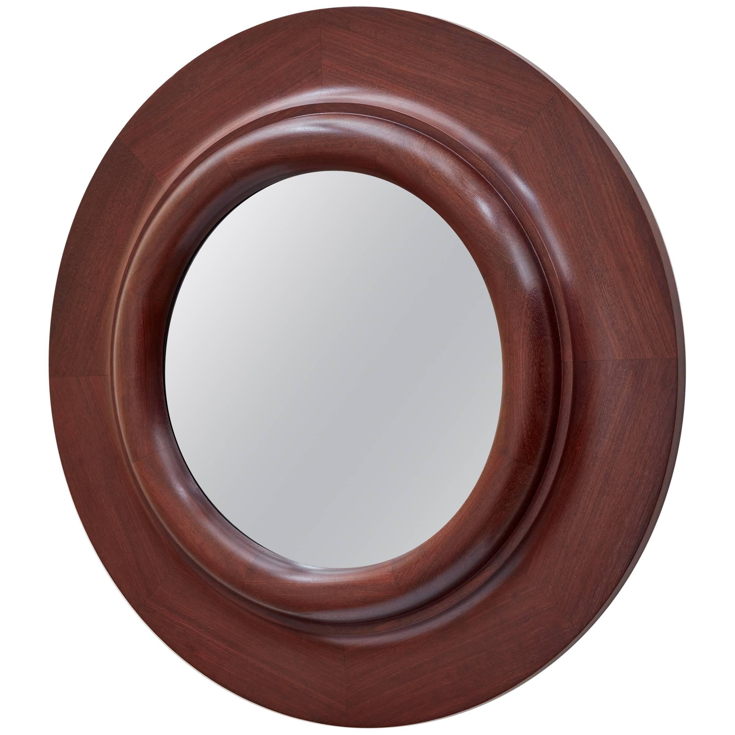 Doric Column Circular Wood Wall Mirror by Bark Frameworks For Sale