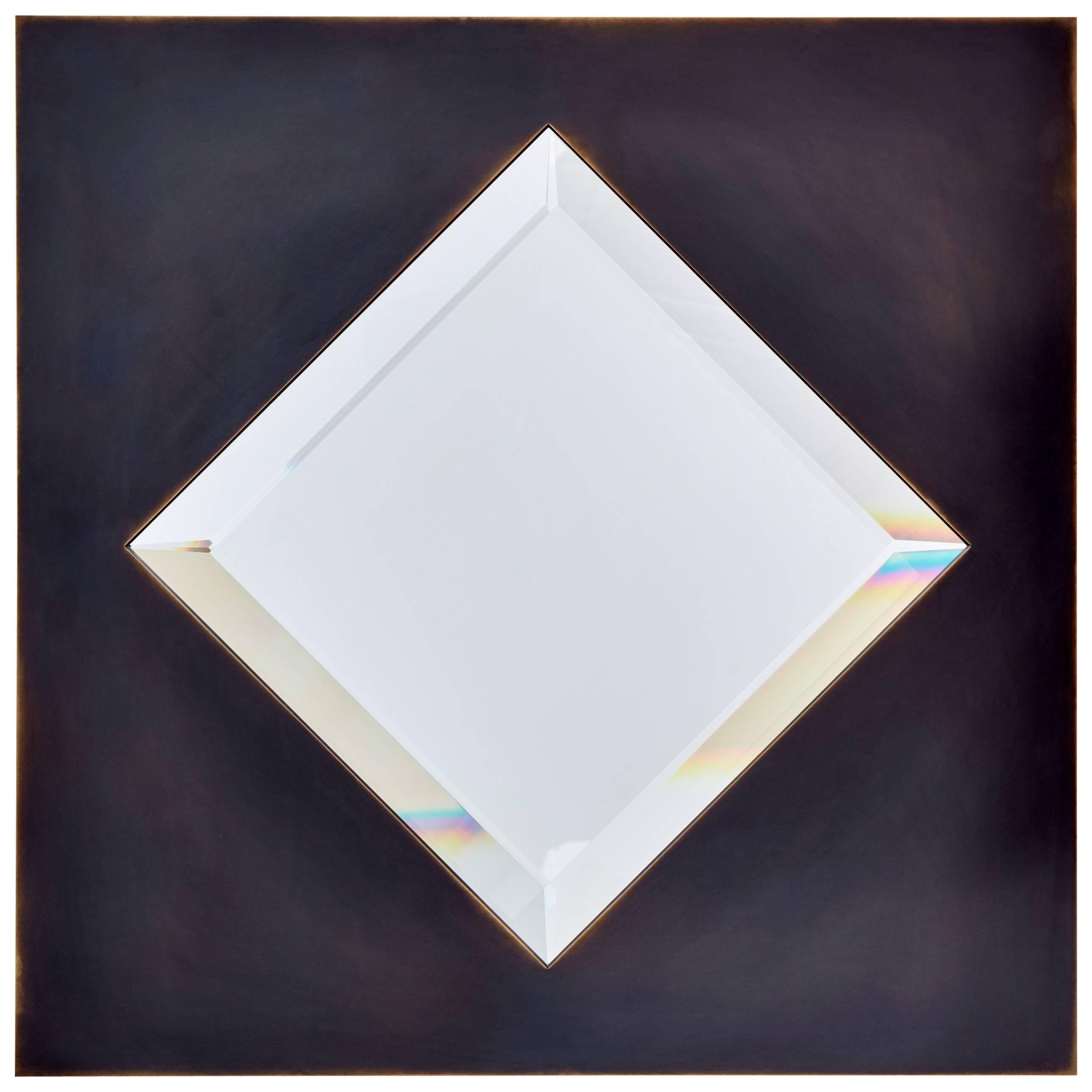 Dakhla No. 2 Copper Diamond Shaped Beveled Mirror by Bark Frameworks For Sale