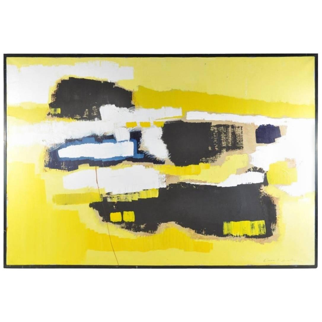 Louise S. Bradley Yellow and Black Abstract Painting, 1966