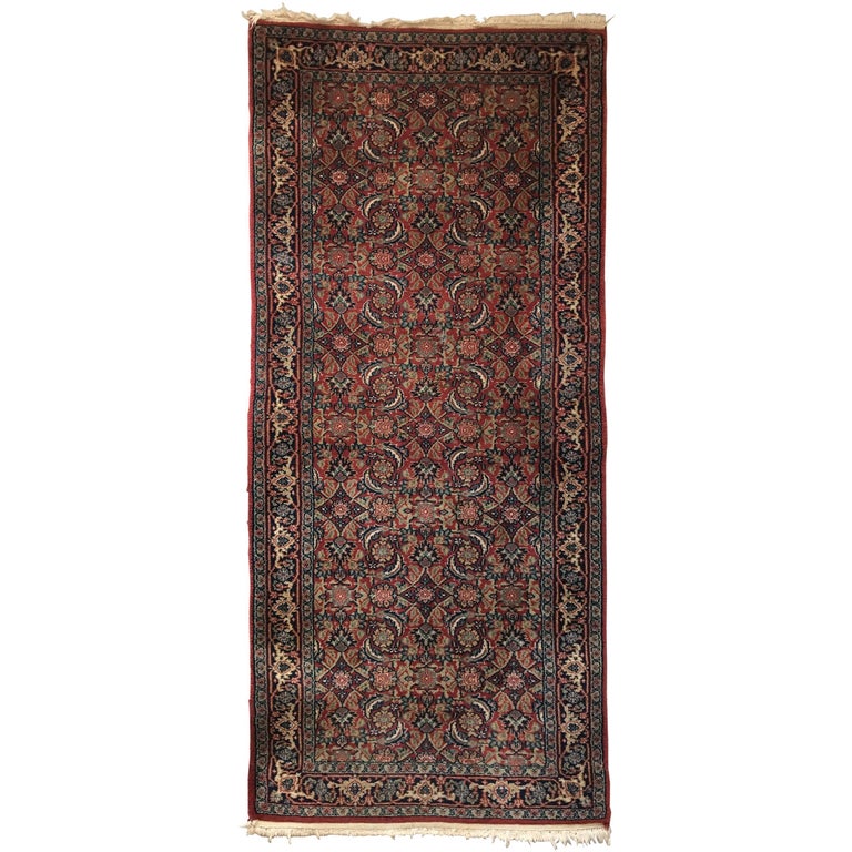 1930s Turkish Hali Runner Rug With Red And Blue Fl Motif For 1930s Turkish Hali Runner Rug With Red And Blue Fl Motif For