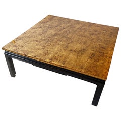 Large Black Lacquer and Gold Leaves Low Table Attributed to Maison Jansen, Paris 10