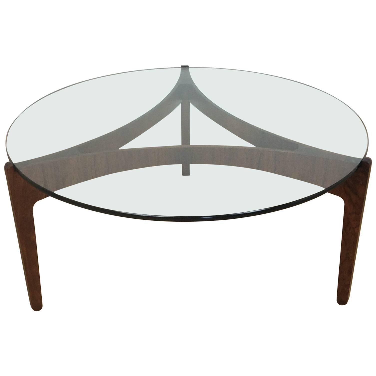 Mid-Century Danish Rosewood and Glass Table by Sven Ellekaer