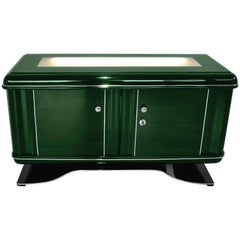 Antique Illuminated Art Deco Dresser in Jaguar Racing Green