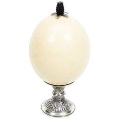 Antique Ostrich Egg on Silver Stand George Unite, 1887