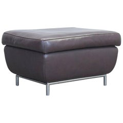 Koinor Designer Leather Footstool Brown Mocca Pouff Footrest Modern
