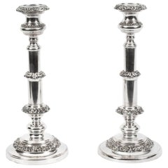 Used Pair of Old Sheffield Telescopic Candlesticks, circa 1785