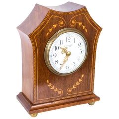 Antique 19th Century Edwardian Inlaid Mahogany Mantel Clock