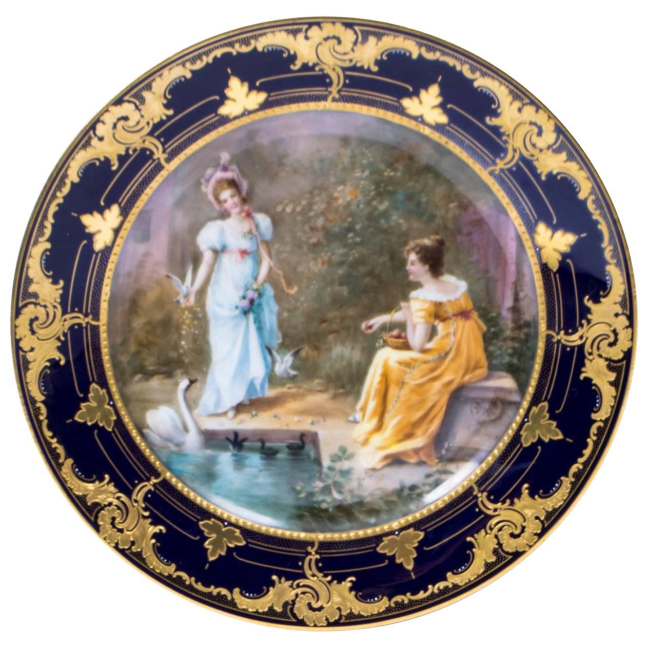 Antique Vienna Porcelain Cabinet Plate W. Schindler, circa 1880