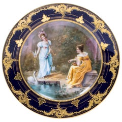 Ancienne plaque de cabinet en porcelaine de Vienne W. Schindler:: vers 1880