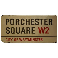 Original Enamel London Street Sign, Porchester Square
