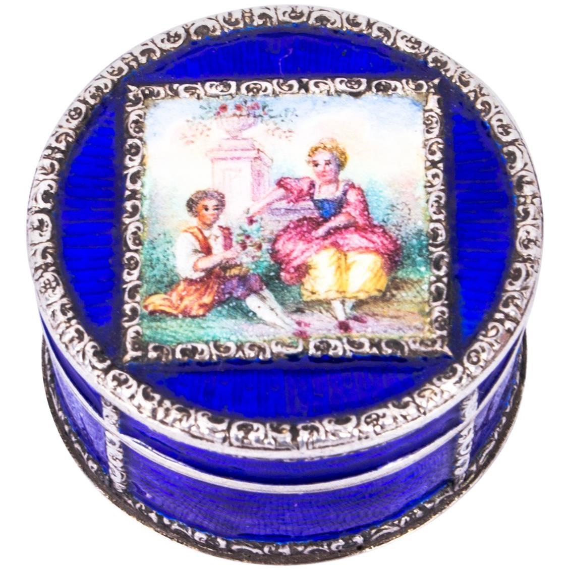 19th Century Vienna Silver Gilt and Enamel Patch Box