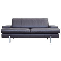 BMP Rolf Benz Designer Leather Sofa Aubergine Lilac Two-Seat Couch Modern