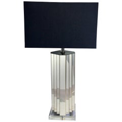 Vintage Skyscraper Brass and Lucite Table Lamp
