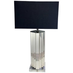 Retro Skyscraper Brass and Lucite Table Lamp