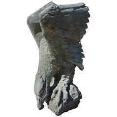 Hand-Sculpted Garden Statue, Eagle in Natural French Limestone, Provence