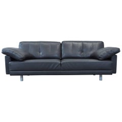 Brühl Alba Designer Leather Sofa Black Three-seat Couch Modern