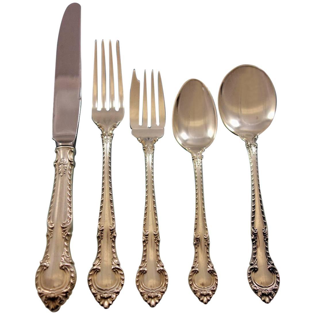 English Gadroon by Gorham Sterling Silver Flatware Set for 12 Service 60 Pieces For Sale