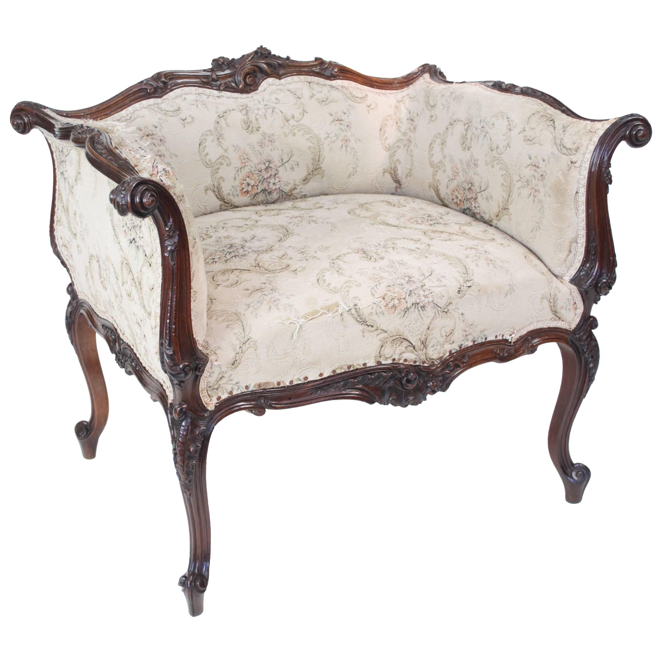 Unusual Carved Window Seat/Dressing Table Stool/Chair For Sale