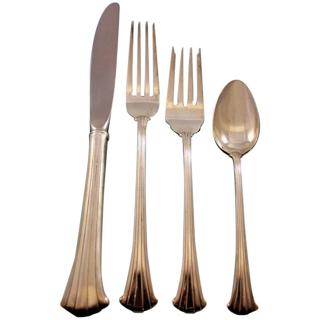 Newport Scroll by Gorham Sterling Silver Flatware Set for 12 Service 51 pieces For Sale