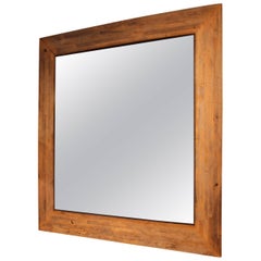Transitional Styled Mirror Frame Crafted from Reclaimed Vintage Maple Elements