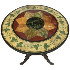 Napoleon III Painted Round Tilt-Top Table, Late 19th Century