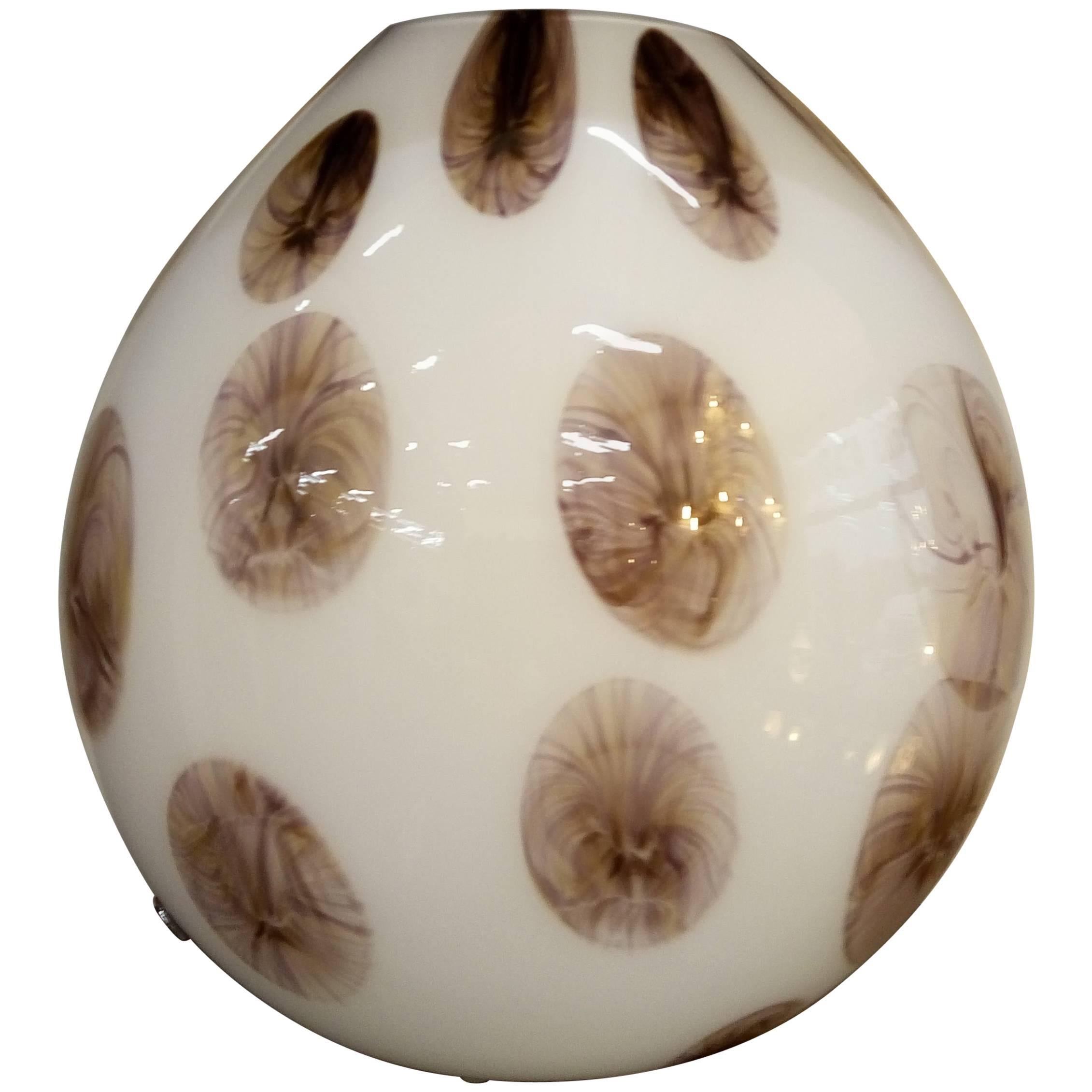 Modern White Murano Blown Glass Italian Table Lamp For Sale