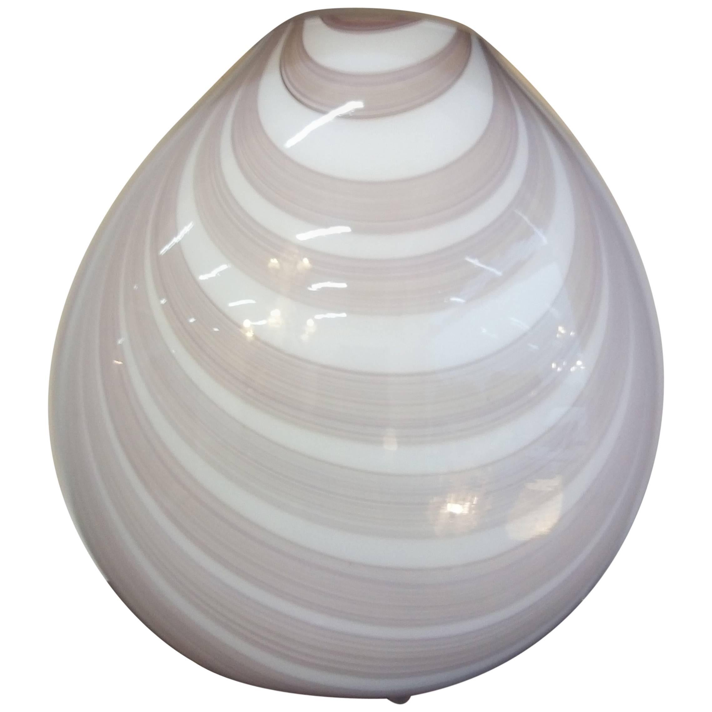 Modern White and Brown Blown Murano Glass Italian Table Lamp For Sale