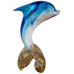 Murano-Blown Glass Dolphin-Shrinking Sculpture 8
