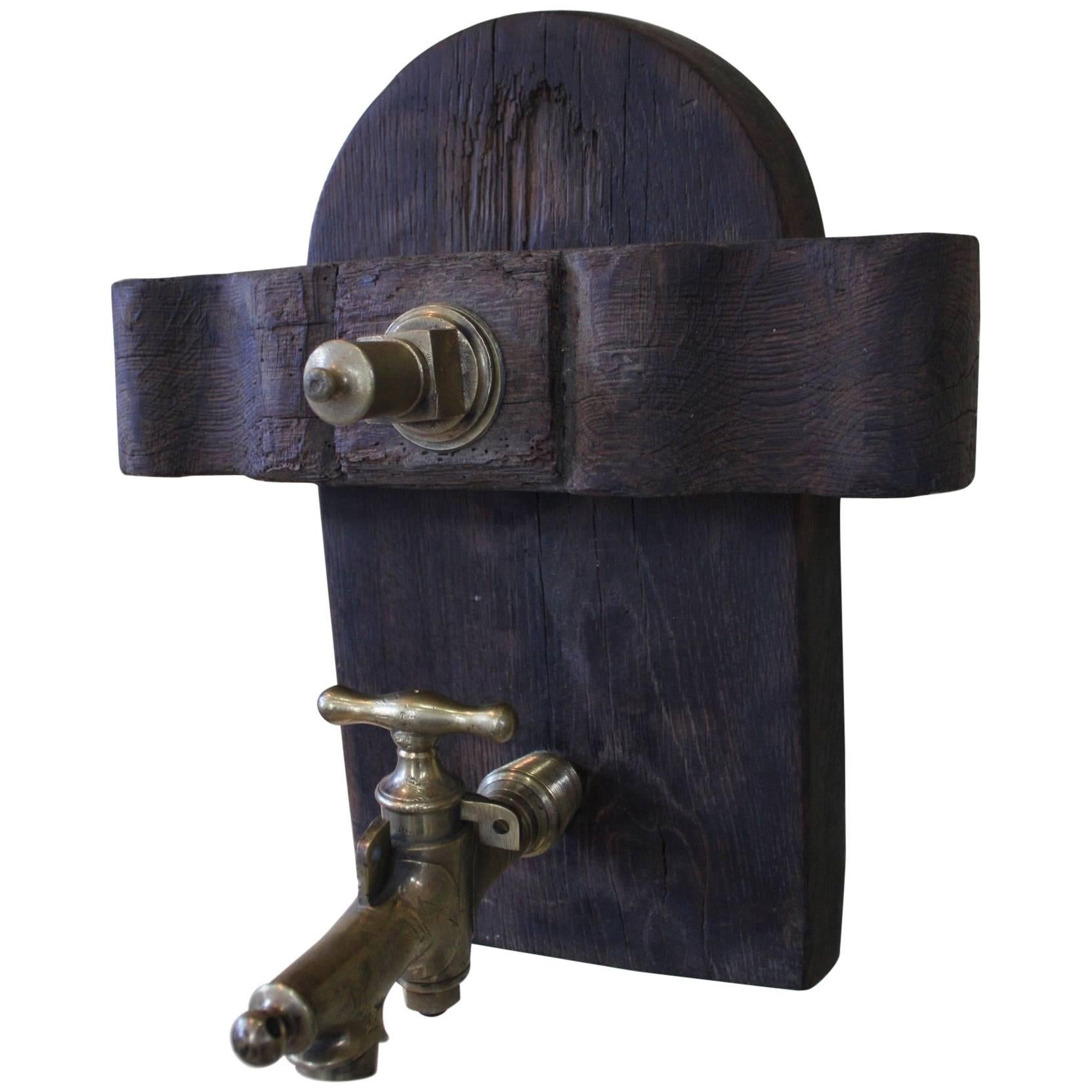 French Wine Barrel Door with Bronze Spout