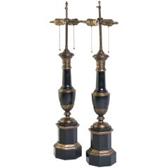 Pair of 1970s Italian Tole Classical Lamps